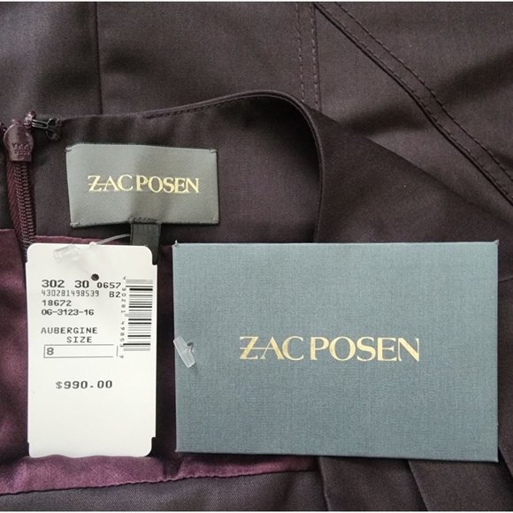 Zac Posen NWT Purple Tiered Tux Waist Wool Silk Skirt 44 8 - Picture 3 of 4